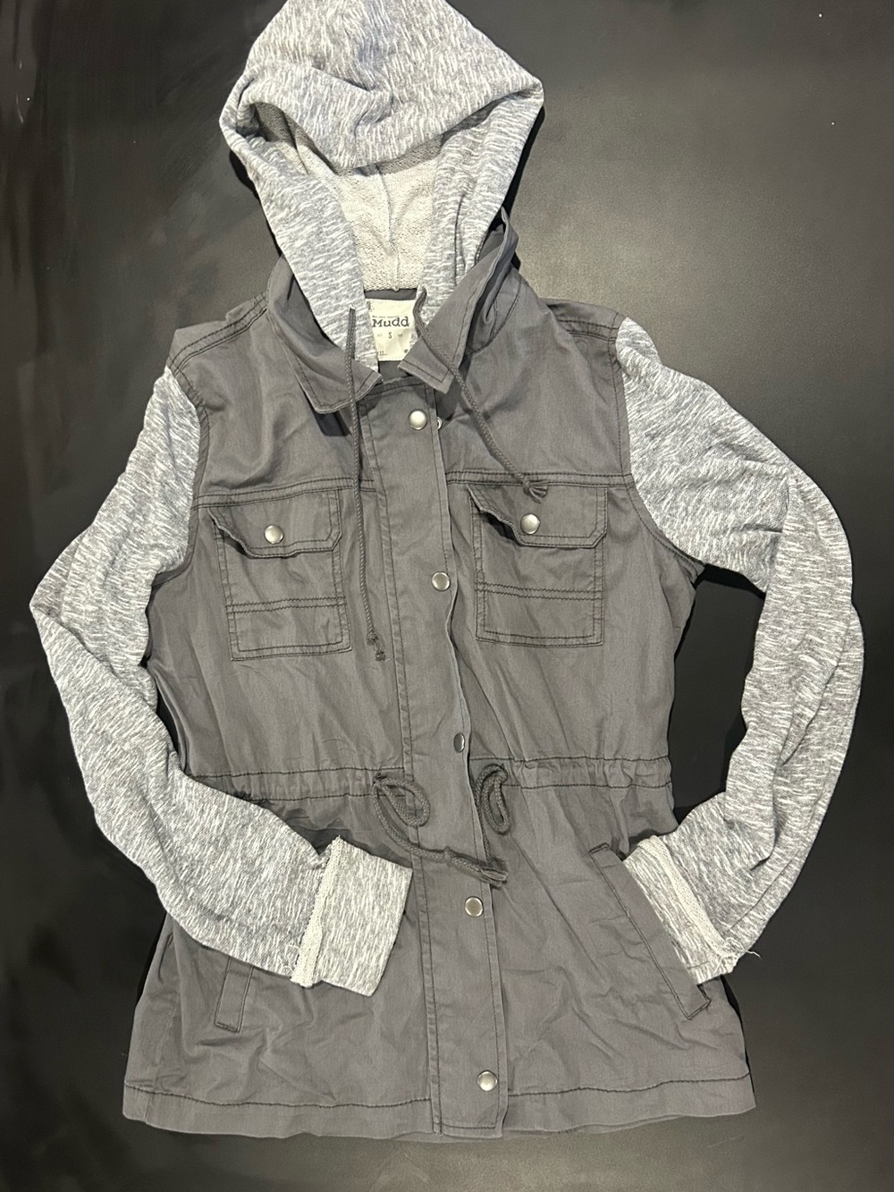 Mudd Gray Hooded Utility Jacket